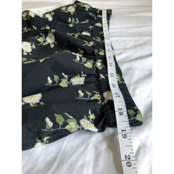 Anthropologie Womens Eyelet Micro Shorts L Black Floral Pajama Shorts Loungewear - Picture 8 of 10